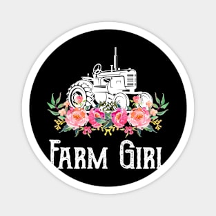 Women Farm Girl Farmer_s Girl Farming Flower Tractor Magnet